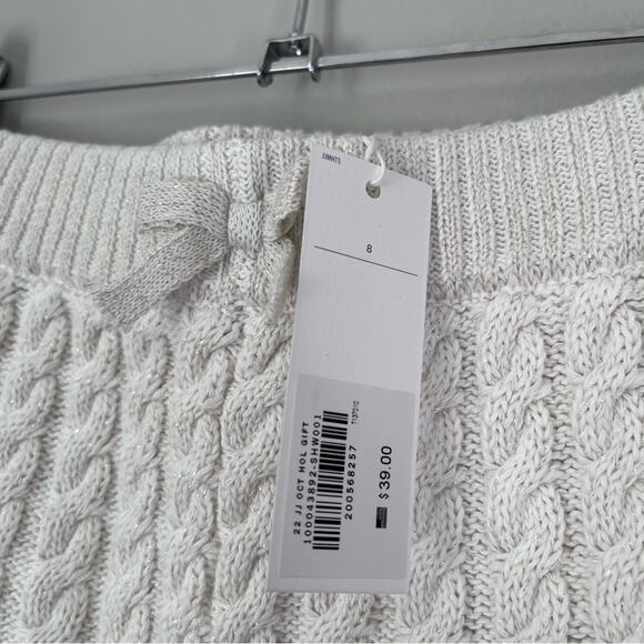 Janie and Jack NEW Cable Knit Stretch Cotton Pull On Shorts Cream and Sugar Sz 8 - Picture 4 of 7